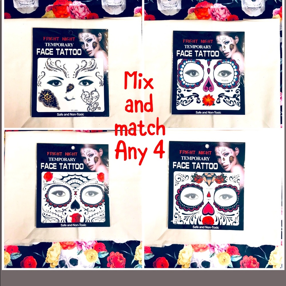 Sugar skulls face tattoos